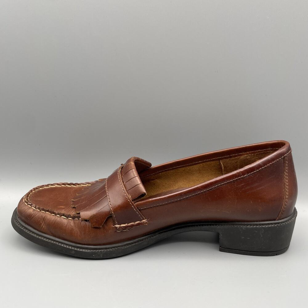 Eastland Rosalie Loafers Size 10 Brown Leather Academia Fringe Buckle Country - Picture 4 of 13